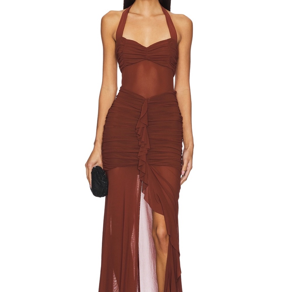 Revolve NEW Tallula Maxi Espresso Backless Halter Bodycon Dress
